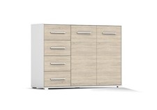 Kommode Schubladkasten Sideboard FRIDA 01 2D4S 135 cm Weiß/Sonoma Eiche
