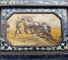 Alte Blechdose Bauern Landwirtschaft Ernte Pferde Huntley Palmers Reading London