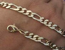 Figaro Panzerkette 5mm breit Gold-Double 10/000  gestempelt Figarokette Armband