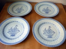 4 große Sushi Teller - Speiseteller - Asia Teller - blau weiß