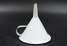 Emaille Trichter Metall weiß blauer Rand Vintage alt Ø 12 cm