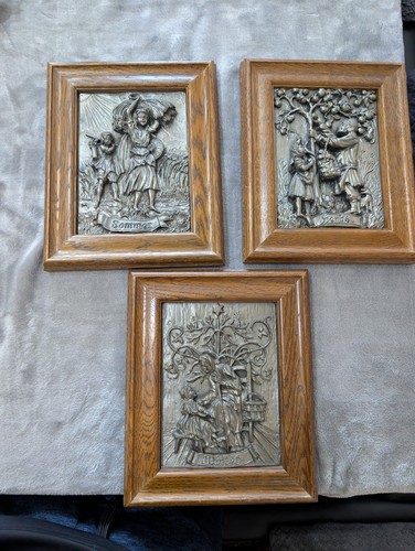 3er set zinn relief wandbilder - 3er,