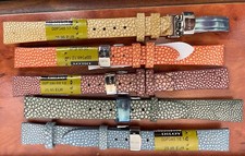 14mm Konvolut 5 Stück Fischleder Rochen-Leder Uhrenarmband mit Faltschliesse