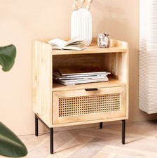 Nachtkonsole massivholz rattan - nachtkonsole,