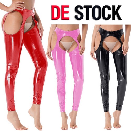 Damen wetlook hose - hose, lang