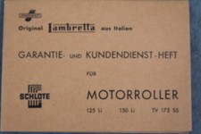 Lambretta Motorroller 125 Li - 150 Li - TV 175 SS Serviceheft (Ohne Einträge)