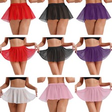 DE Frauen Skirt Kurz Röcke Sheer Rock Solid Color Minirock Elastischer Bund Mini