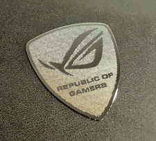 Asus Republic Of Gamers Silber Chrom Aufkleber 27 X 30 Mm Für Desktop Laptop ROG