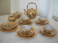Japanisches  Teeservice Geisha gold Teegeschirr für 3 Personen mit Teekanne