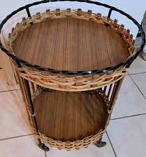 Hausbar Barwagen Rollwagen Geflecht 60er 70er Jahre