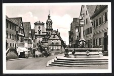 Ansichtskarte Neckarsulm, Marktplatz mit Säulenbrunnen 1949 