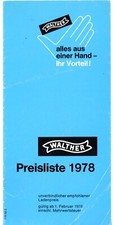WALTHER Preisliste 1978 OSP GSP LP LGR PPK UIT KK KKJ PP P38 Gewehr Pistole 425