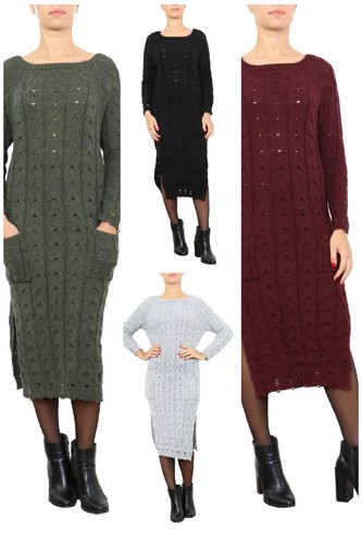 Damen strickkleid lang - damen,
