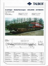 Talbot Datenblatt, 8-achs Niederflurwagen, Rollende Autobahn, 4-sprachig de-fr-e