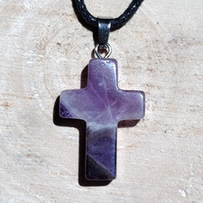 Amethyst Kreuz Heilstein Anhänger | Edelstein Chakra Schmuck Naturstein Kristall