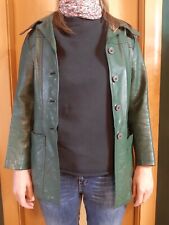 Damen - 70'er Jahre Vintage Leder Jacke  + Gürtel - Größe 40 - Grün - gebraucht 