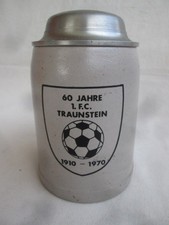 Krug 1/2 Liter Bierkrug - Jubiläum - 60 J. Fussball Club 1. FC Traunstein - 1970