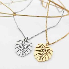 Monstera Halskette Edelstahl Pflanze Kette Anhänger Damen Geschenk