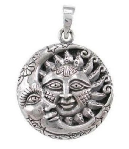 Sonne mond silber amulett - sonne, &