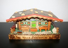 Vintage Spieldose Spieluhr, großes Musik Holzhaus Almhütte, Spielwerk Reuge