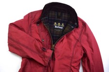 Barbour New Market Jacke Wachs Jacket Tartan Parka Mantel Rot Damen UK 8 ca 34