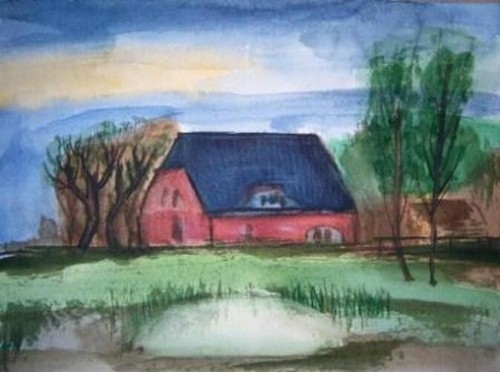 Alte bauernkate aquarell - alte,