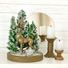 Miniatur 1:12 Puppenhaus 1 Tablett Hirsch Bäume Schnee Zubehör Dekoration Deko