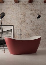 freistehende Acrylbadewanne Bicolor rot weiß modern Retro 180 x 90 cm  VELA