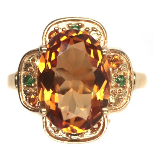 Citrin chrome diopsid ring - chrome,