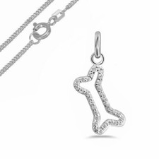 Anhänger Hundeknochen mit Panzerkette, Zirkonia Steine, 925er Sterling Silber, D
