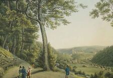 THARANDT- Gesamtansicht - Salomon-Gessner-Denkmal - kol. Umrissradierung um 1800