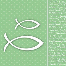 Servietten Glaube Fisch grün, 33x33cm, 3lagig 20 Stück Packung