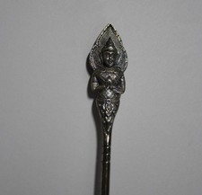 Andenkenlöffel mit indischer Göttin - vermutlich Silber Auflage - 21 cm lang