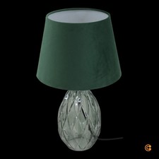 Pauleen Tischleuchte Lampe Glasfuß dunkelgrün Samt Kabel 140cm E14 40W