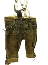 Herren Kniebund Lederhose Gr. 58 XL/XXL Knickerbocker Leder braun Träger (EB)