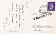 Landpoststempel Meedl über Mährisch Neustadt 1942, Medlov Unicova, Mähren