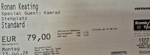 Karten ronan keating - karten,