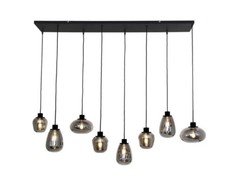 Hängelampe Retro Pendelleuchte Glas grau 8 flammig Wohnzimmerleuchte L 145 cm
