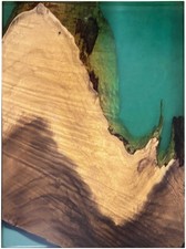 Epoxidharz Tischplatte River Table Grün Walnuss Massivholz 710-525-33mm