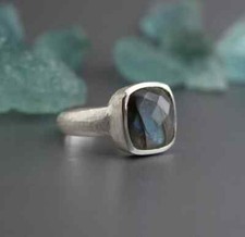 Natürlich Labradorite Edelstein Massiv 925 Sterlingsilber Handarbeit Boho Ring