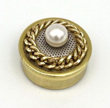 Vintage Pillendose Antik Schmuckbox Perle Retro Schatulle Gold Dose RAR #3343