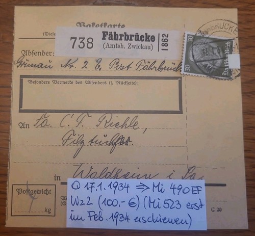 Karte paketkarte 738 - paketkarte,