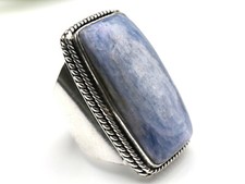 GOLDJUNGE69 GW KYANIT STUMPFECK  HELLBLAU breit RING SILBER-RING (21,5) #SCHIMME