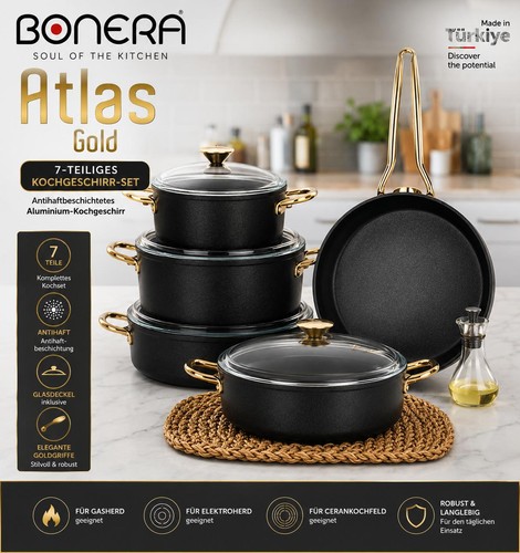 Atlas gold teiliges kochset - gold, 7-teiliges