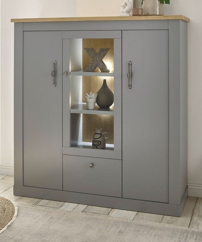 Highboard kommode eiche - kommode, grau