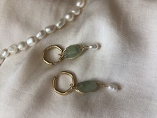 Ohrringe lang naturstein perle - ohrringe,