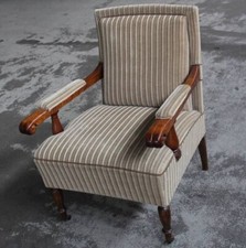 Armlehnstuhl mit Polster + 2 Räder vorne - Empirestil 19./20.Jhdt.- ca. 90 cm. H