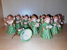 Engel Orchester grün Keramik handbemalt m. Glocke 7cm  1 Set 12.St. je Packung  
