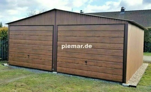 Blechgarage 6x6m holzdekor kfz - blechgarage,