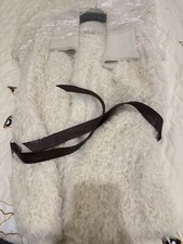Escada 100% Lammfellweste Off-White Leder Gürtel mit Goldpferd NP 2700 Euro DE42